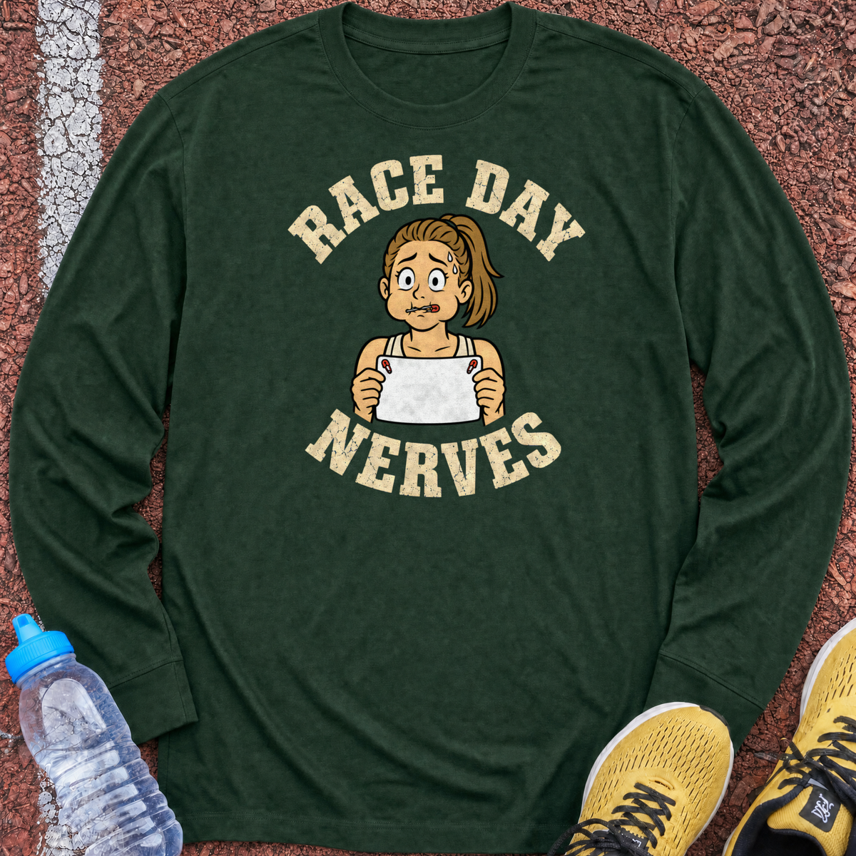 Race Day Nerves Long Sleeve - Forest Green
