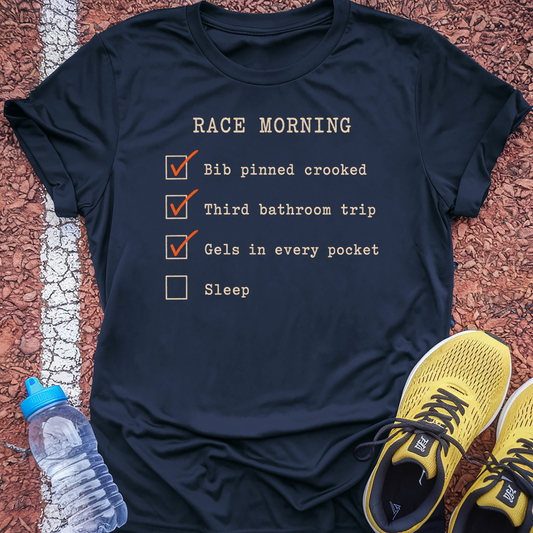 Race Morning Checklist T-Shirt - Navy