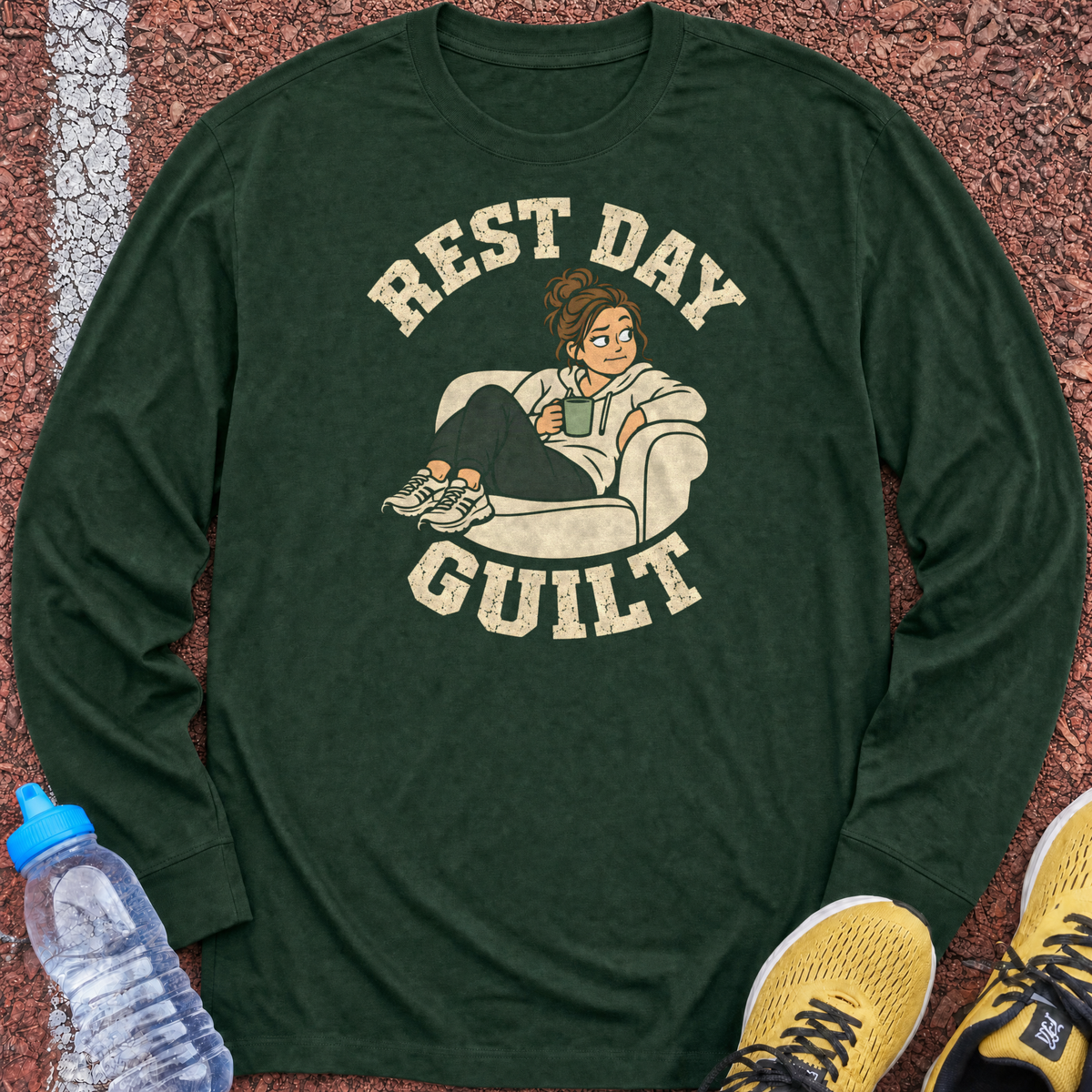 Rest Day Guilt Long Sleeve - Forest Green