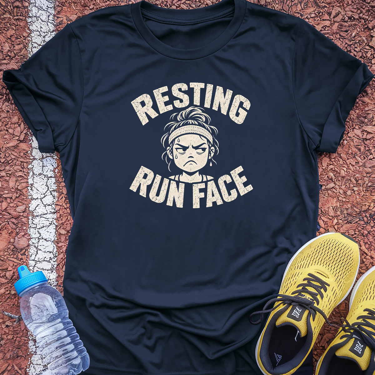 Resting Run Face Tech Tee - True Navy