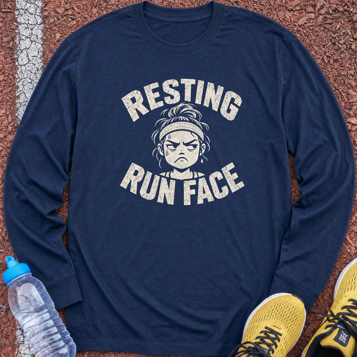 Resting Run Face Long Sleeve - Navy