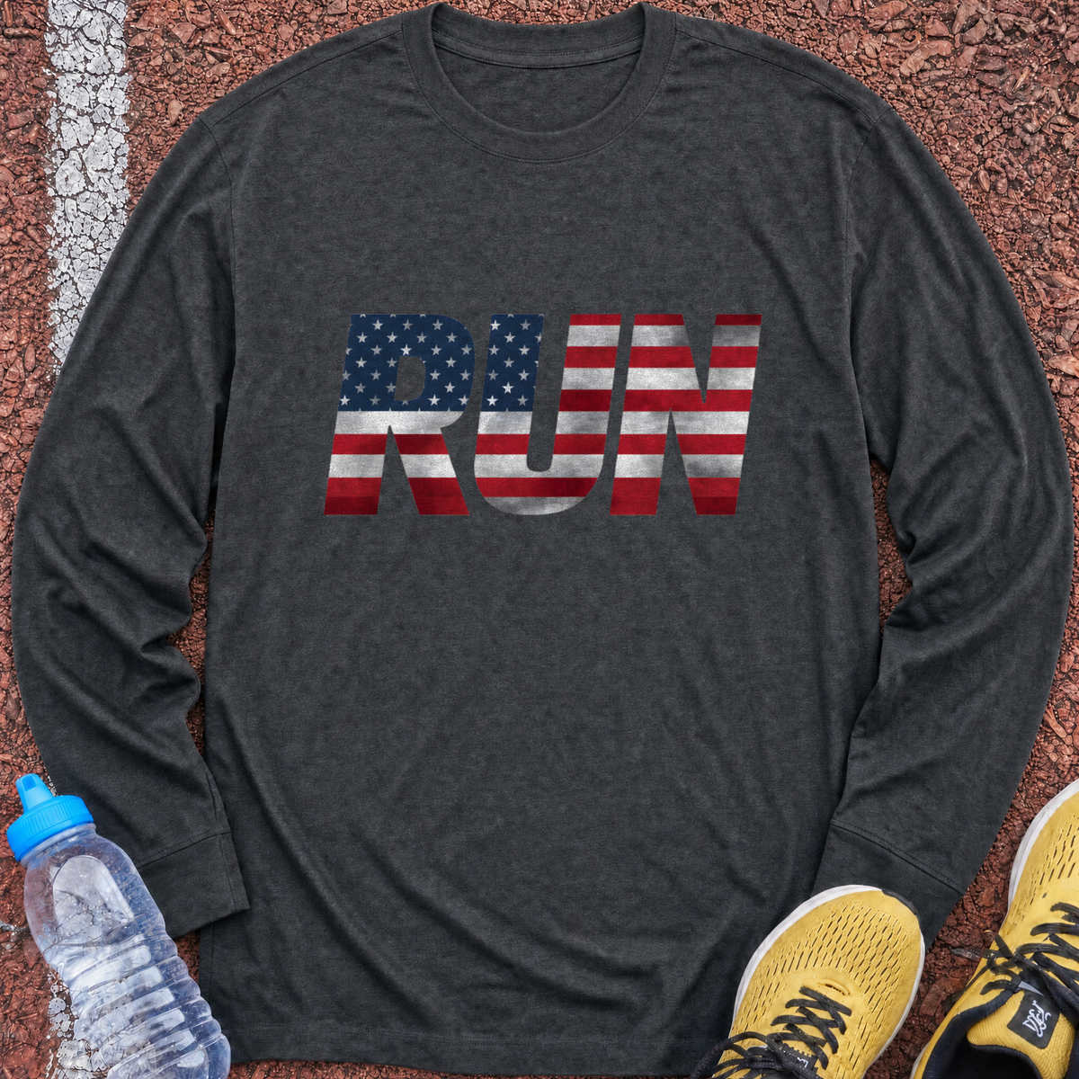 Run Flag Long Sleeve - Dark Heather