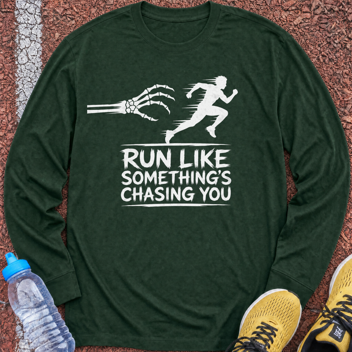 Run Like Something's Chasing You Long Sleeve - Forest Green