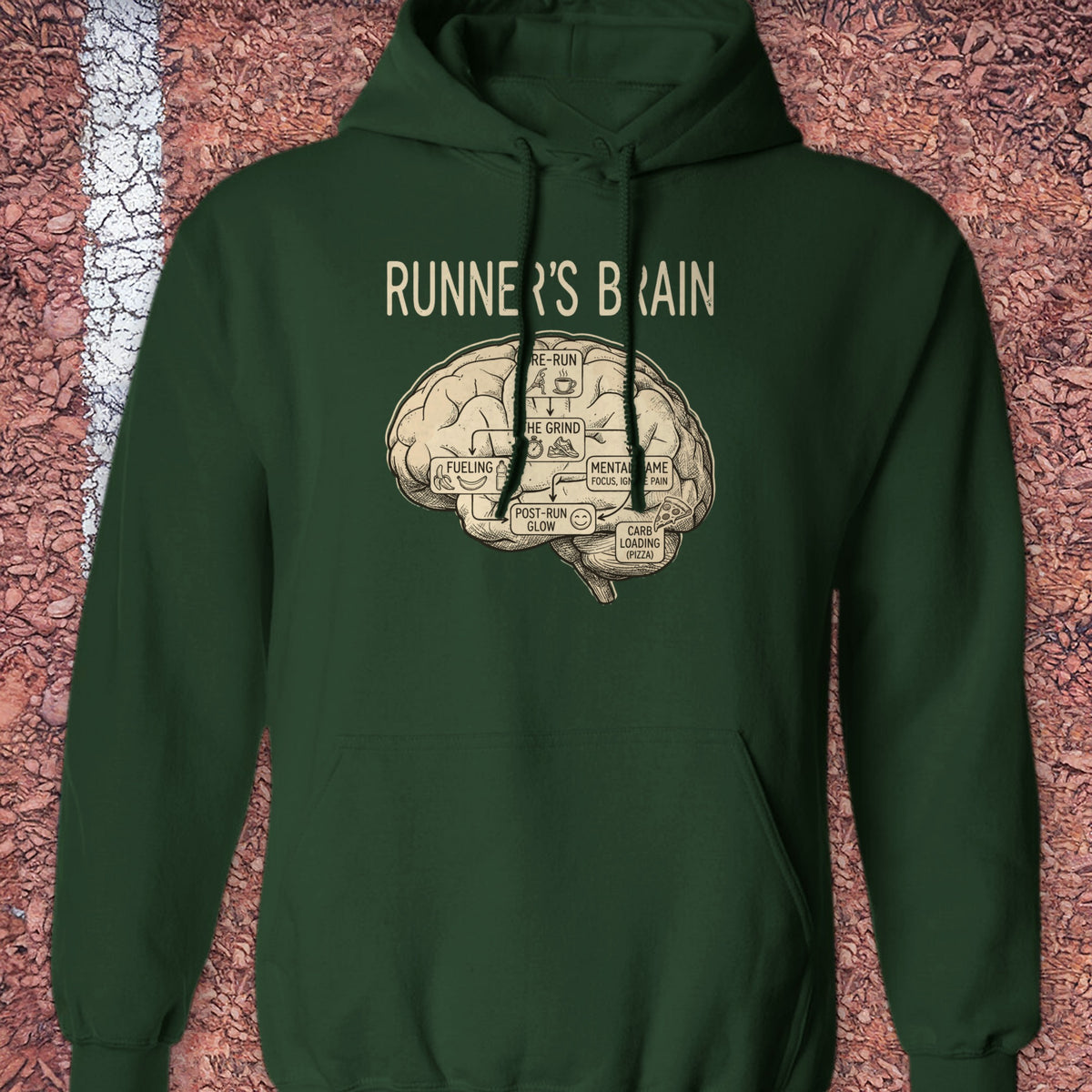 Runner's Brain Hoodie - Forest Green