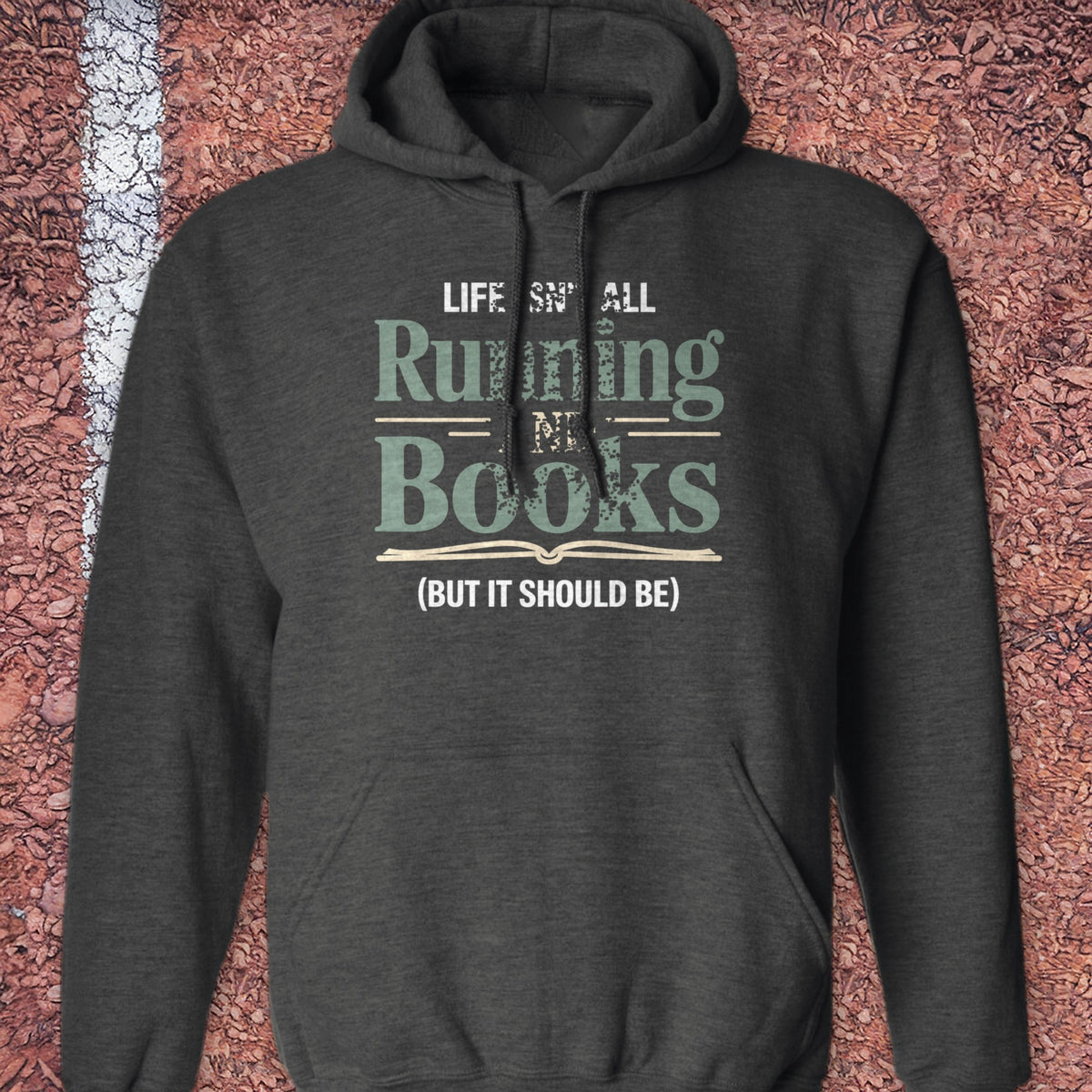 Running & Books Hoodie - Dark Heather