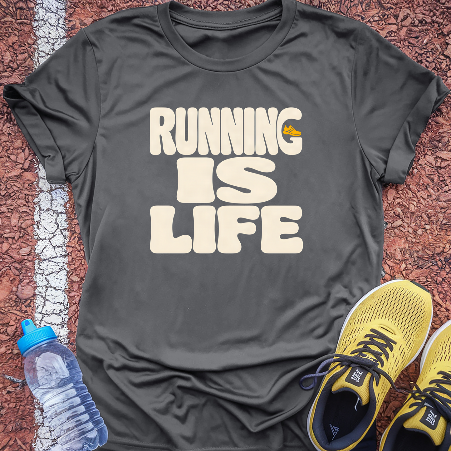 Running Is Life T-Shirt - Charcoal