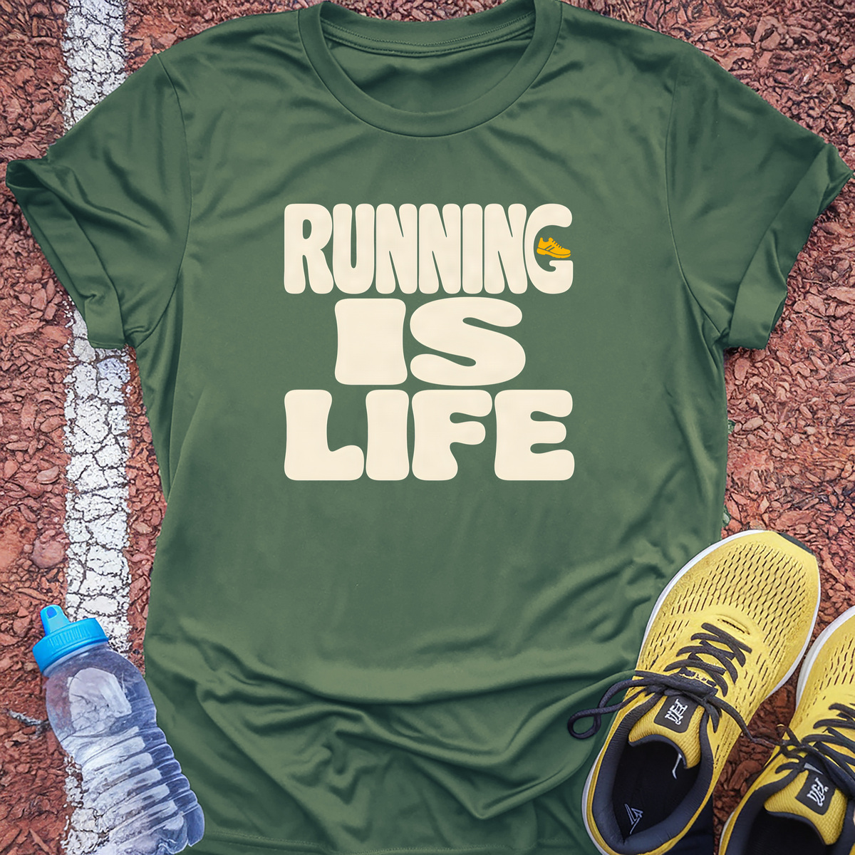 Running Is Life T-Shirt - Military Green