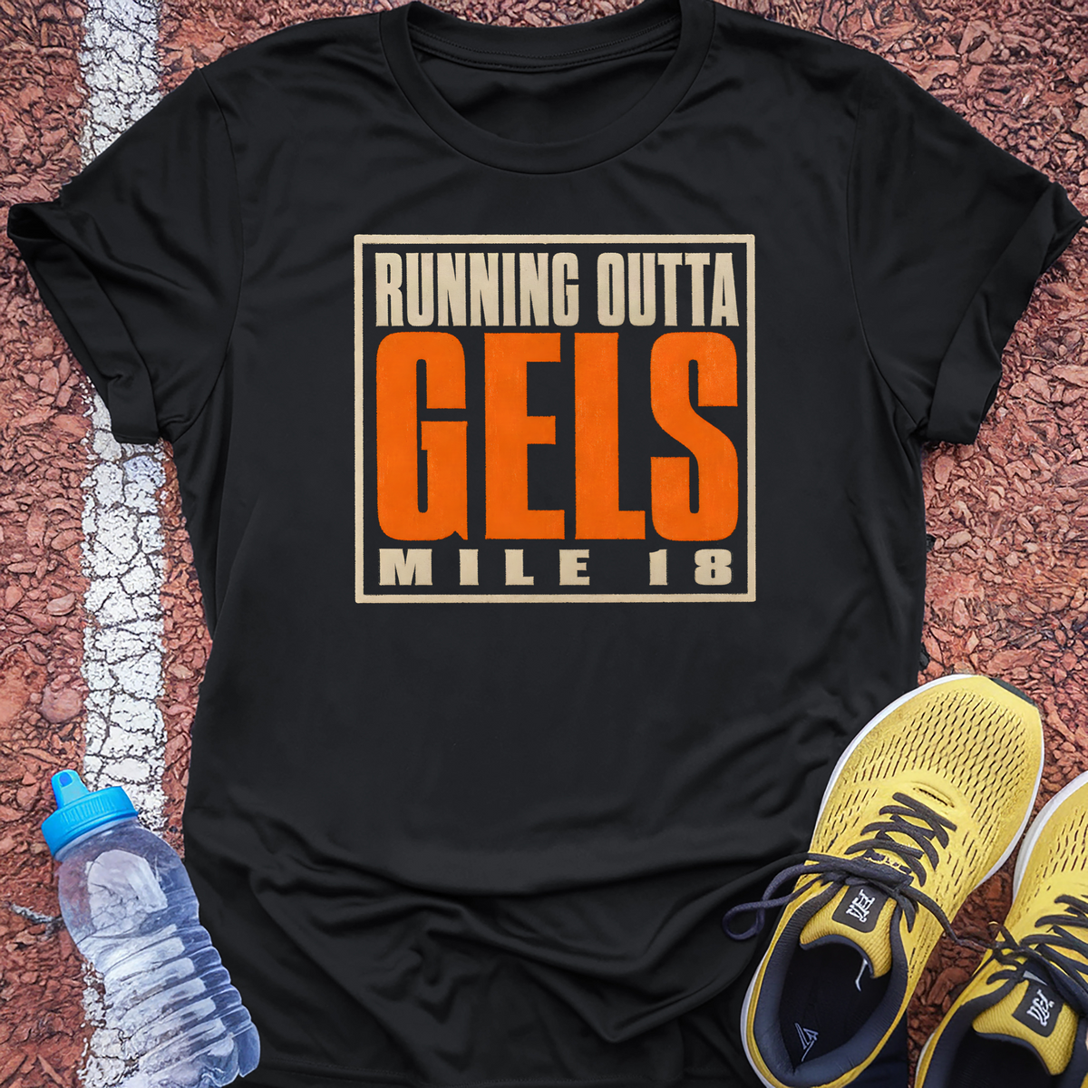 Running Outta Gels Mile 18 T-Shirt - Black