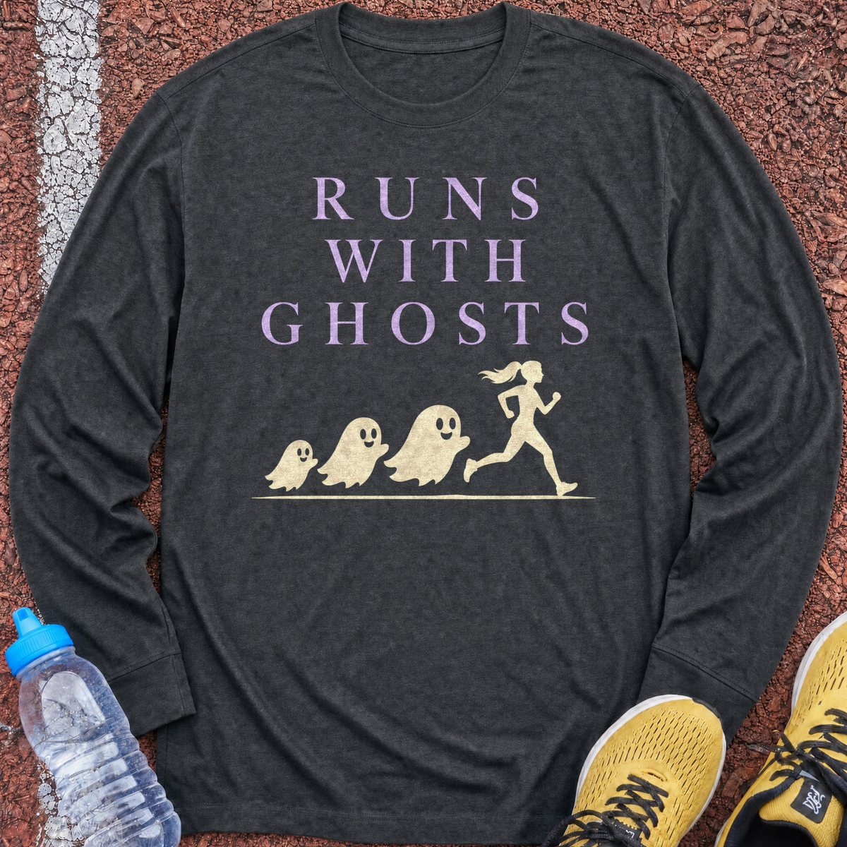 Runs With Ghosts Long Sleeve - Dark Heather