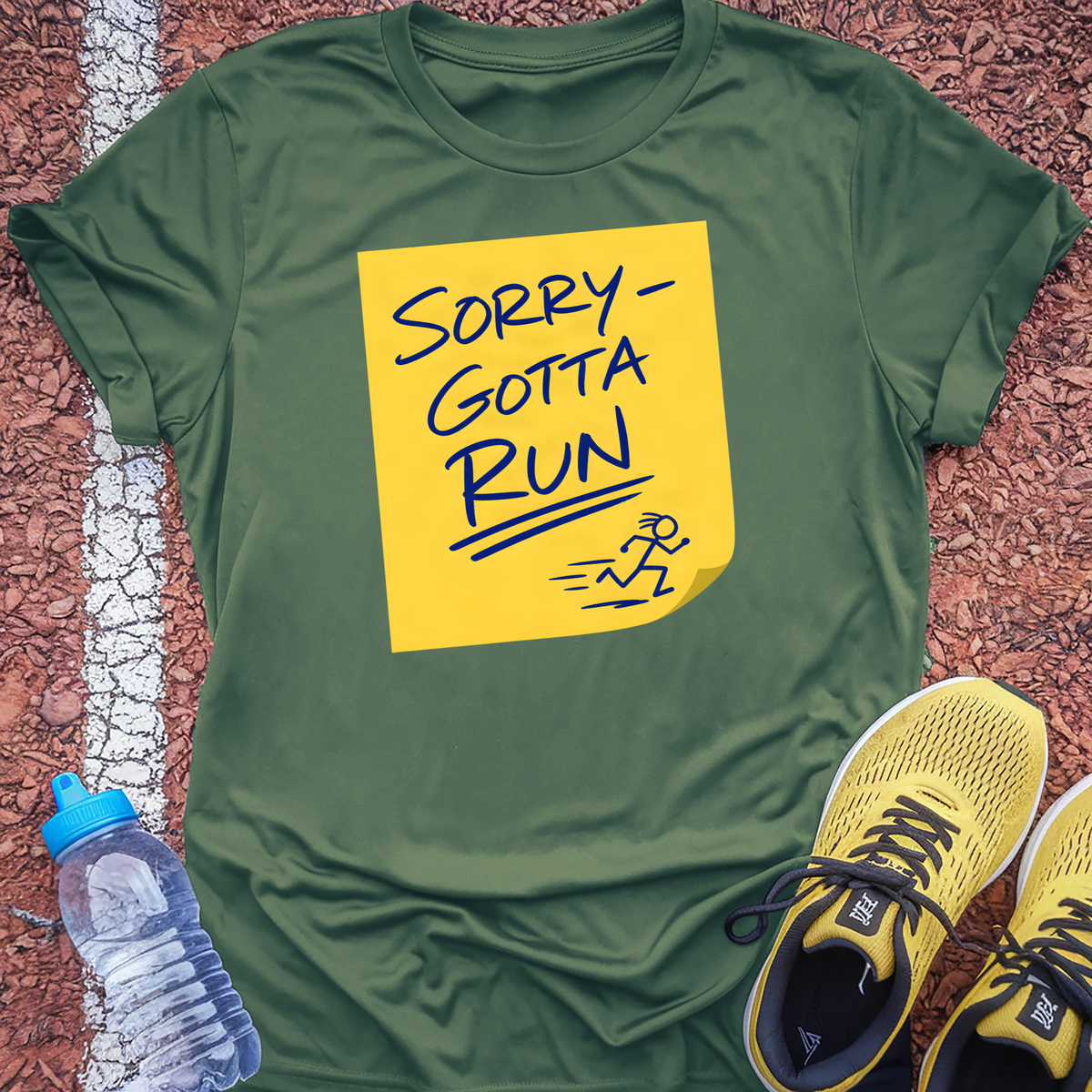 Sorry Gotta Run T-Shirt - Military Green