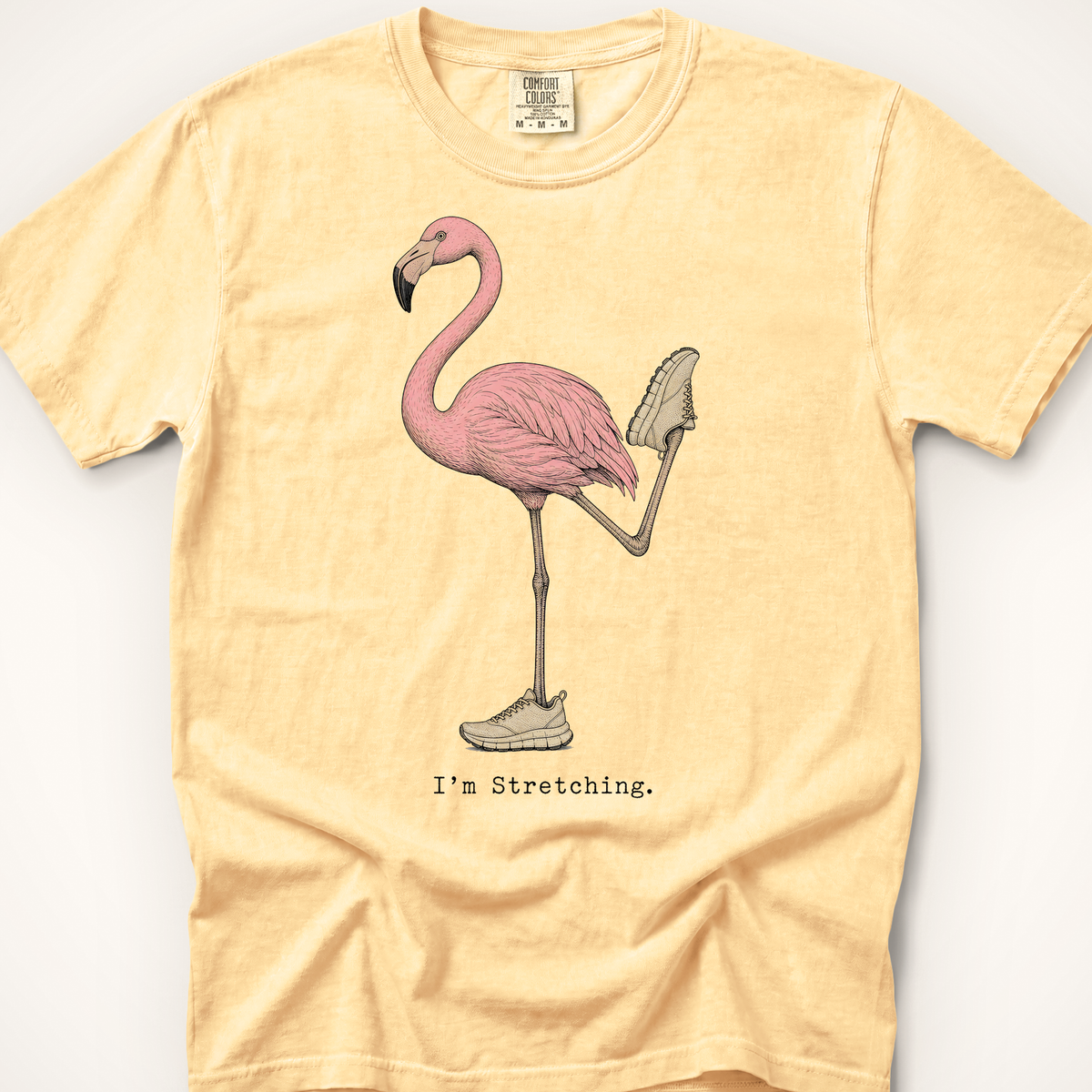 Stretching Flamingo T-Shirt - Butter