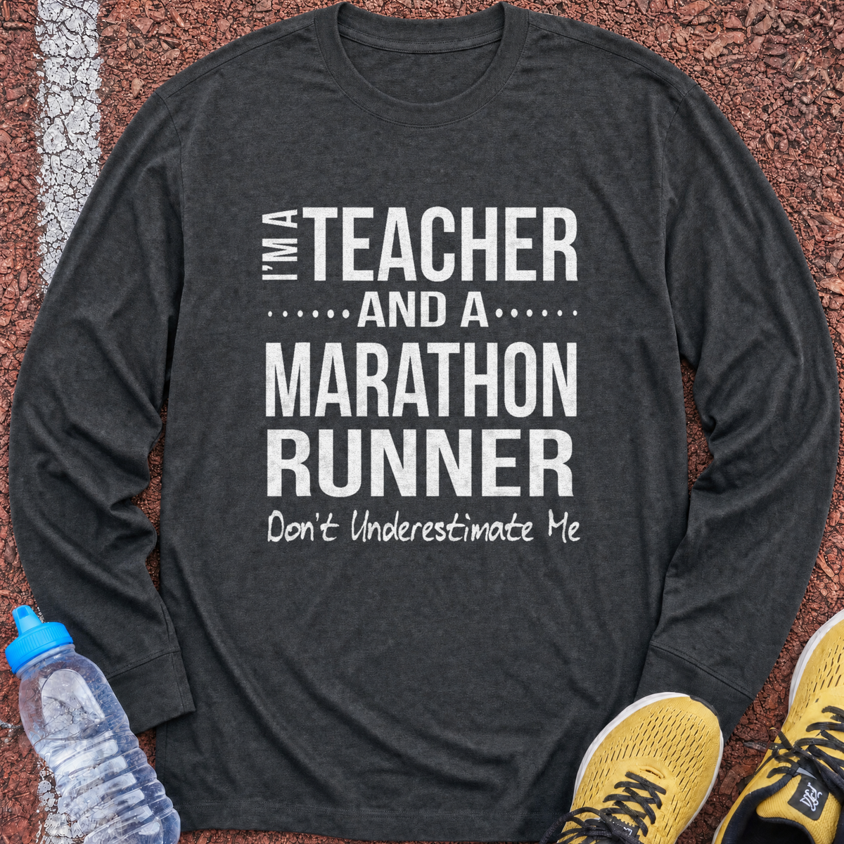 Teacher and Marathon Runner Long Sleeve - Dark Heather