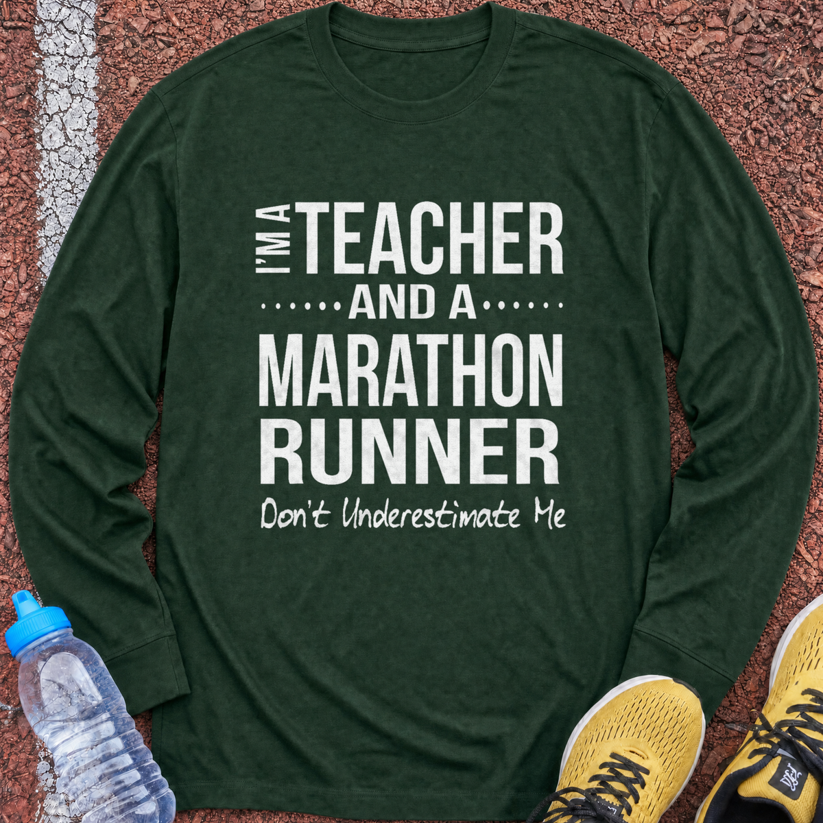Teacher and Marathon Runner Long Sleeve - Forest Green