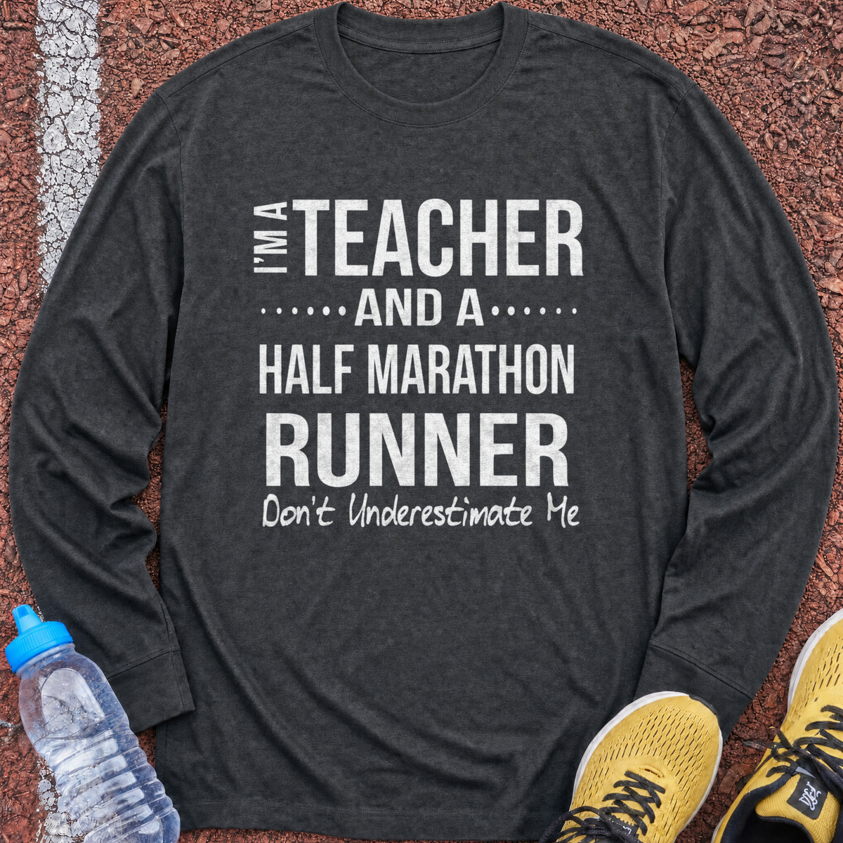 Teacher and Half Marathoner Long Sleeve - Dark Heather