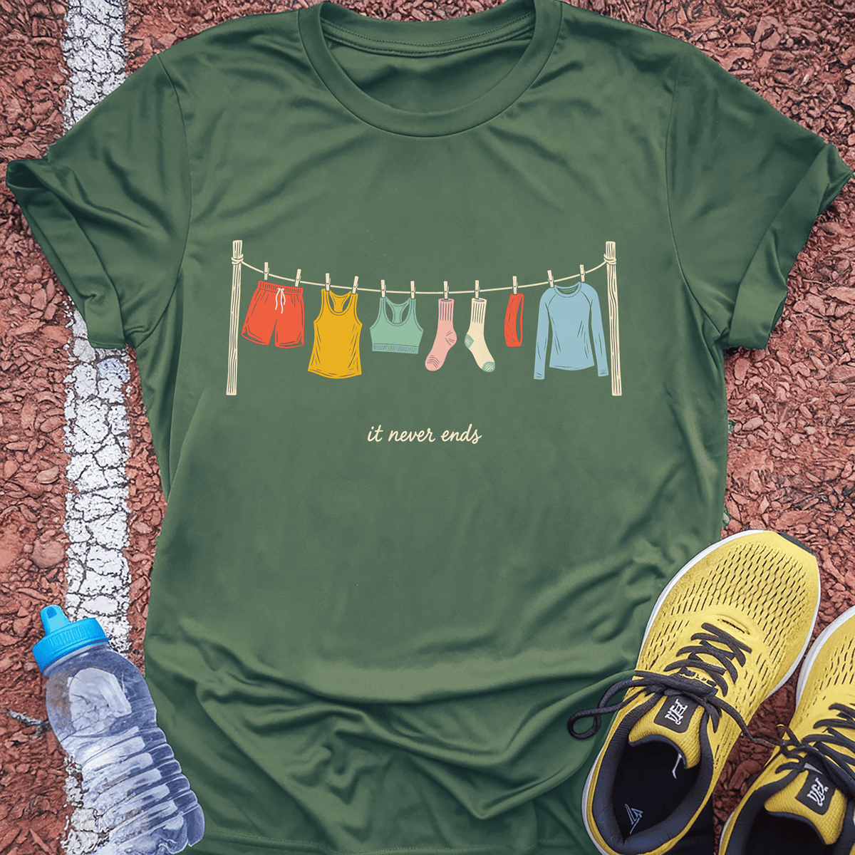 The Laundry Never Ends T-Shirt - Military Green