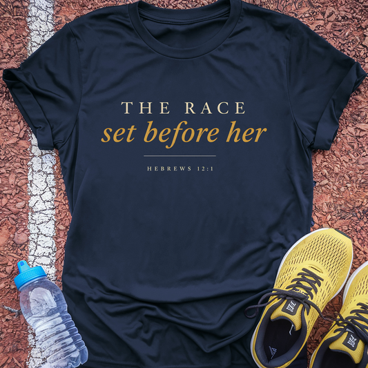 The Race Set Before Her T-Shirt - Navy