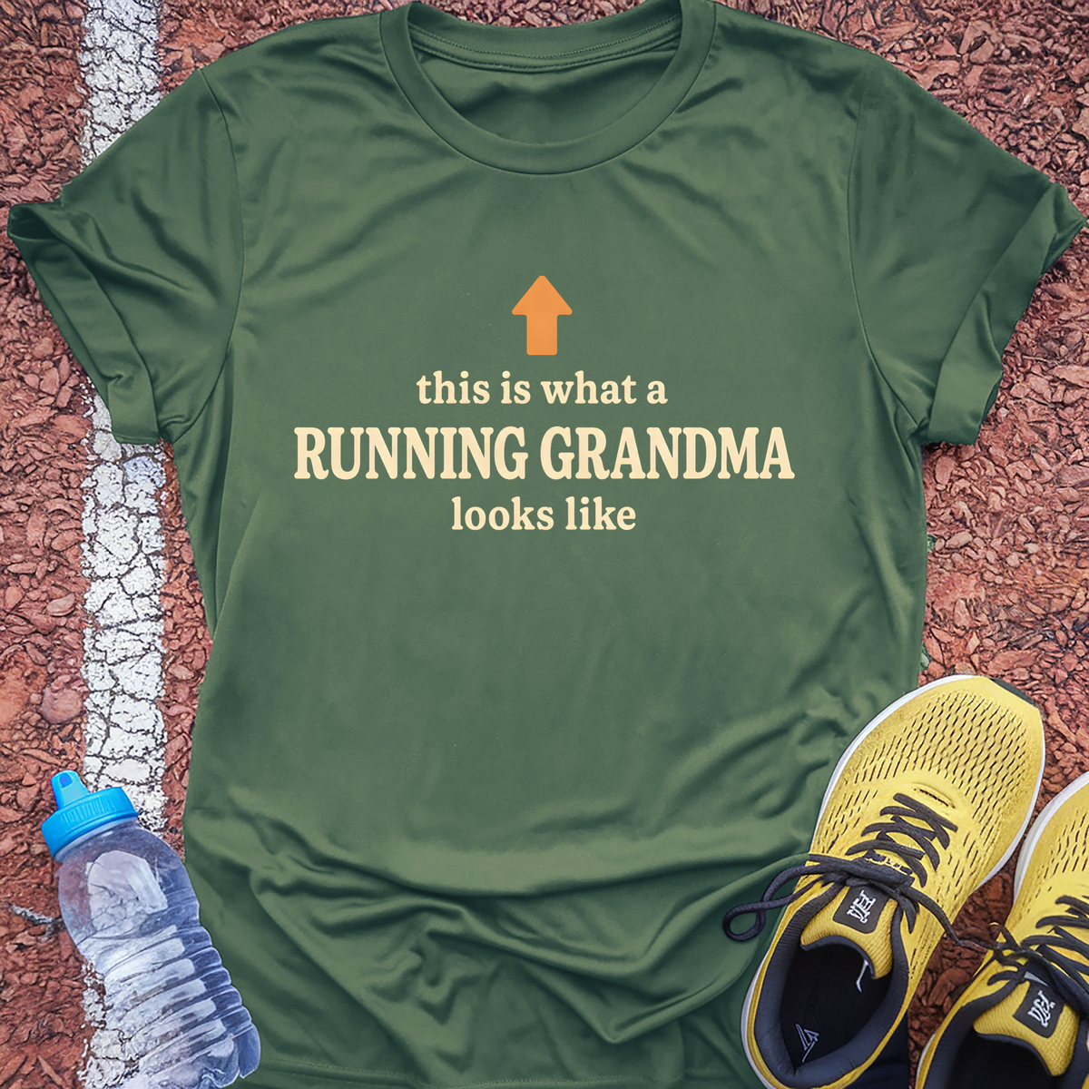 This Is What A Running Grandma Looks Like T-Shirt - Military Green