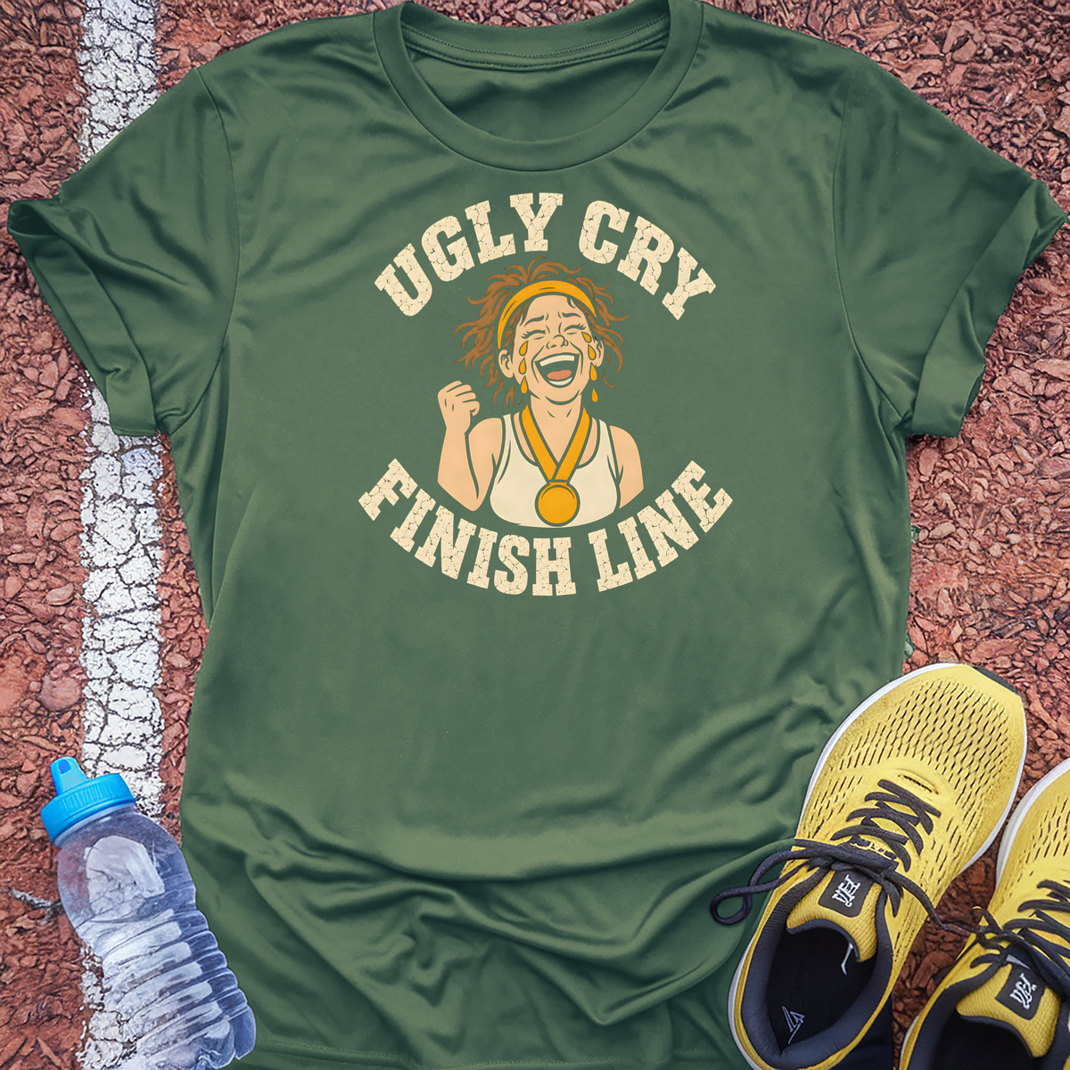 Ugly Cry Finish Line Tech Tee - Forest Green