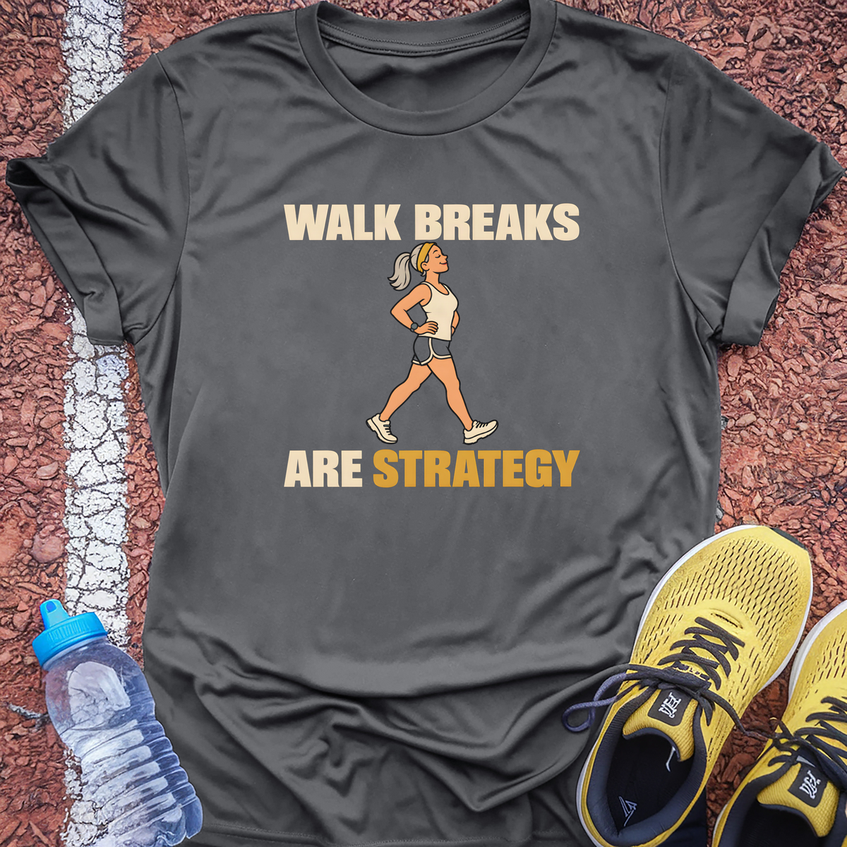 Walk Breaks Are Strategy T-Shirt - Dark Heather