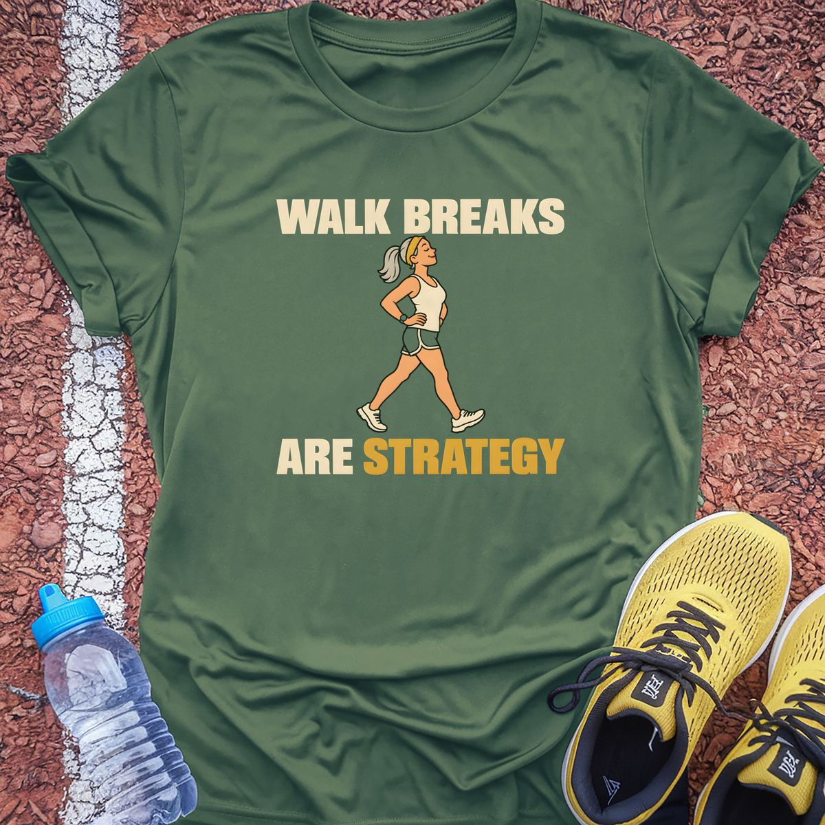 Walk Breaks Are Strategy T-Shirt - Military Green