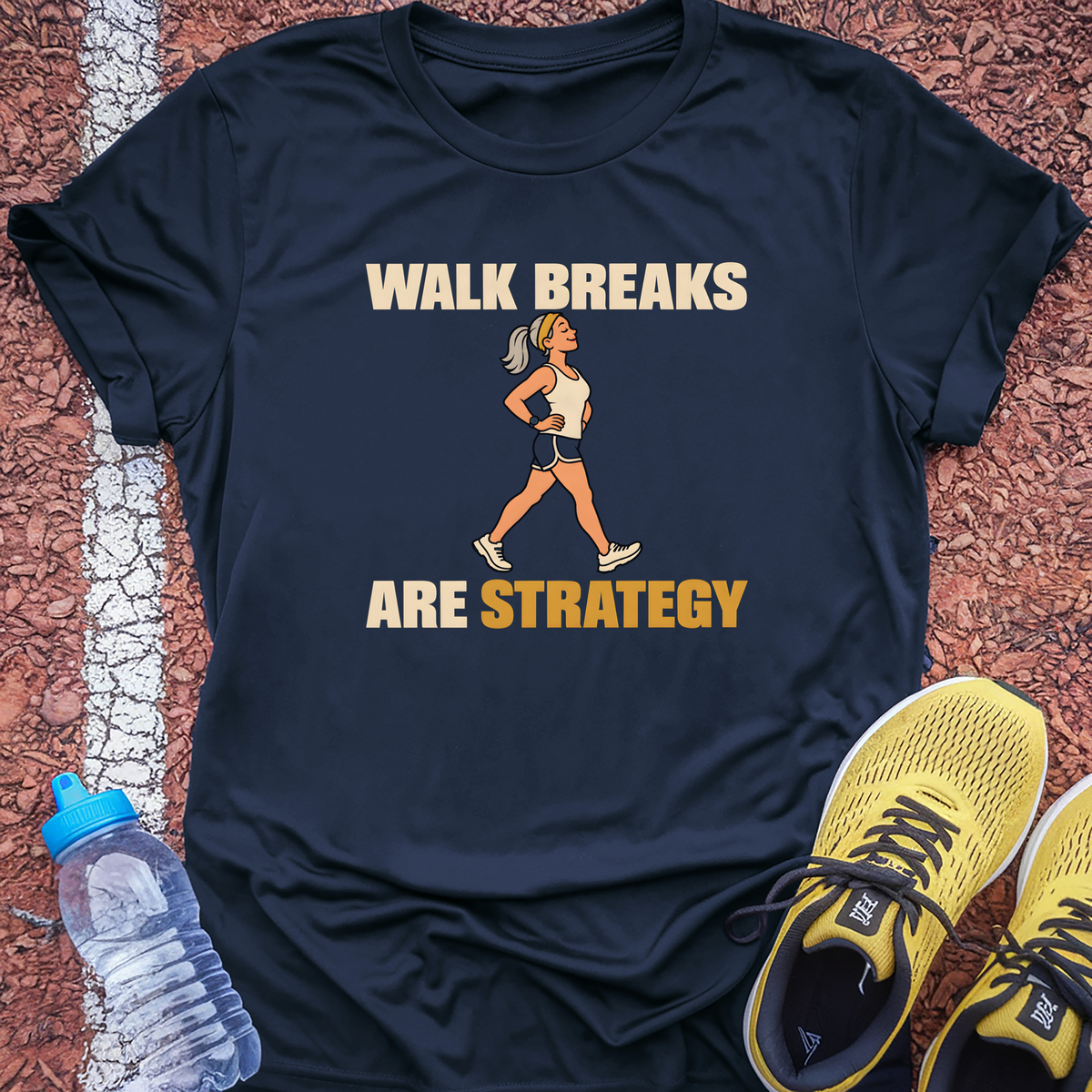 Walk Breaks Are Strategy Tech Tee - True Navy