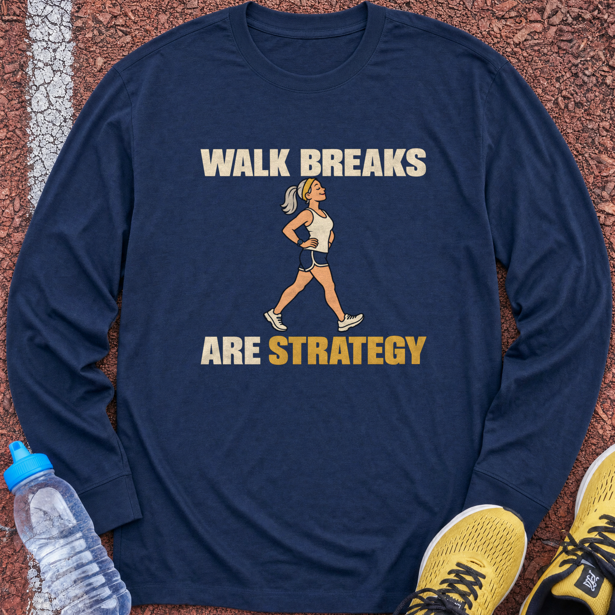 Walk Breaks Are Strategy Long Sleeve - Navy