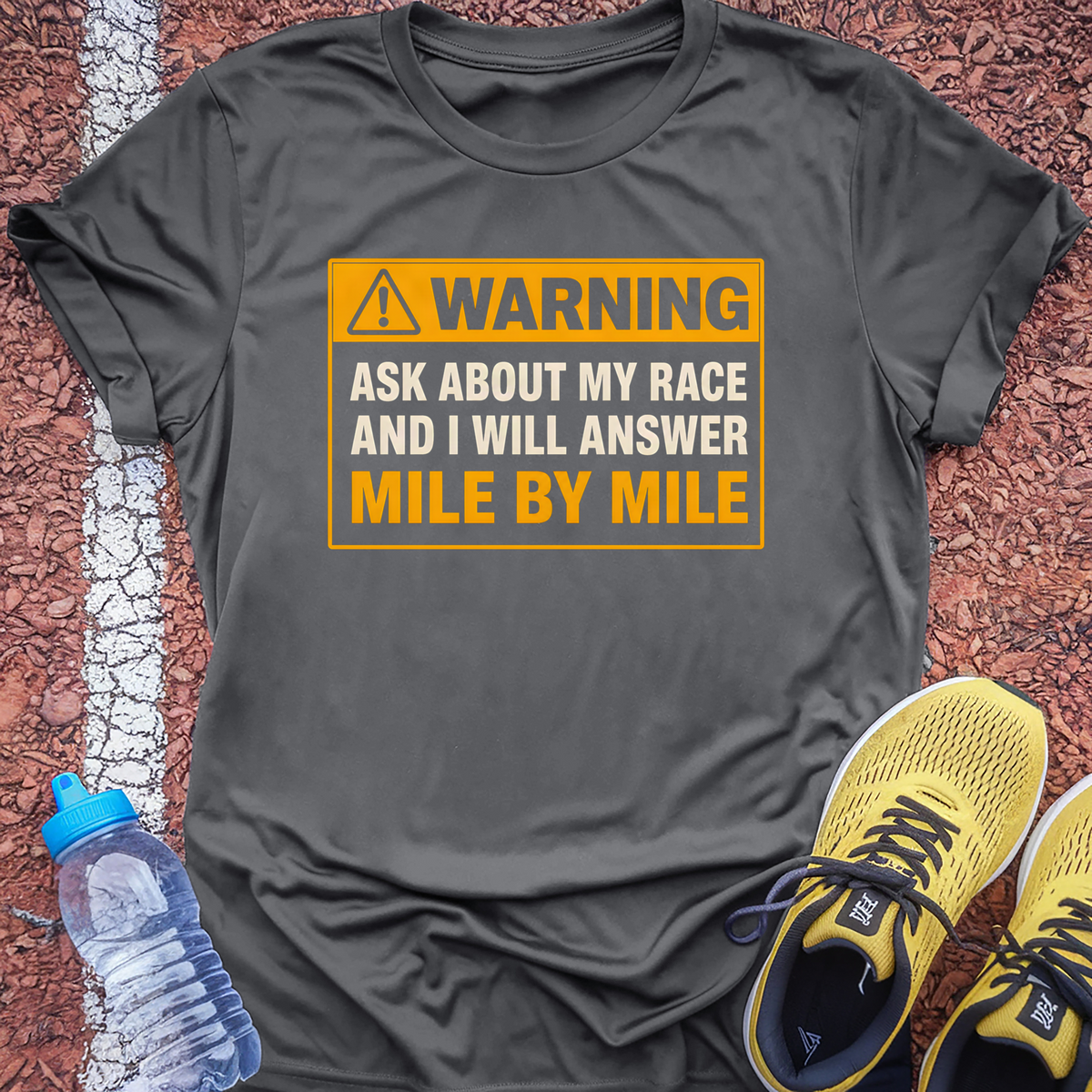 Warning Mile By Mile T-Shirt - Charcoal