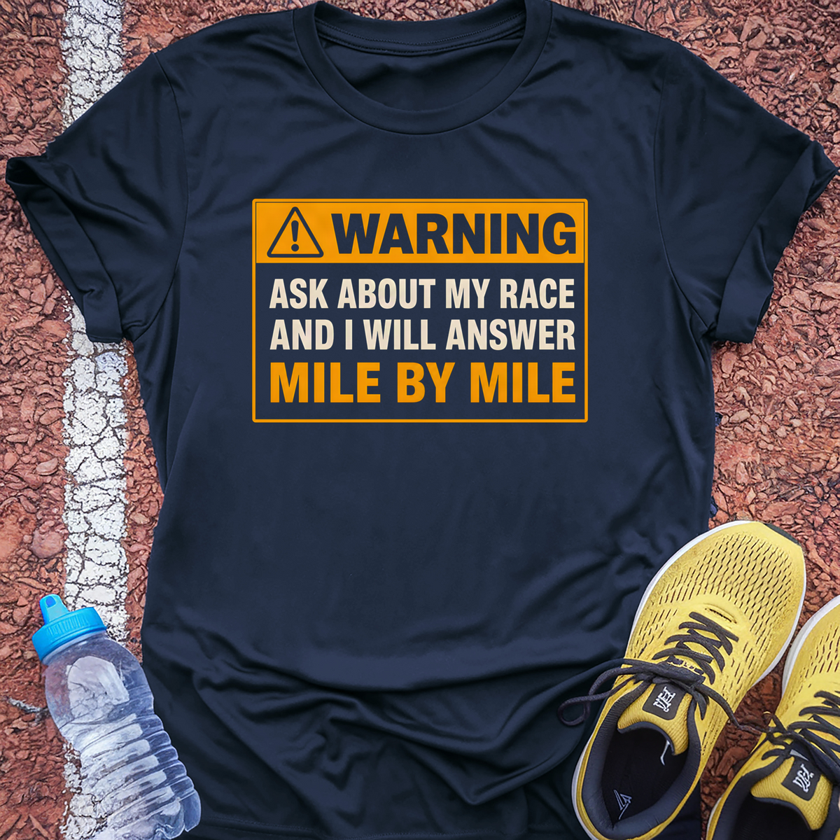 Warning Mile By Mile T-Shirt - Navy