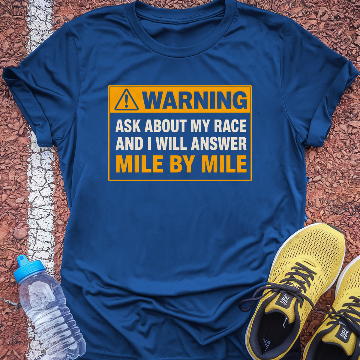 Warning Mile By Mile T-Shirt - Royal