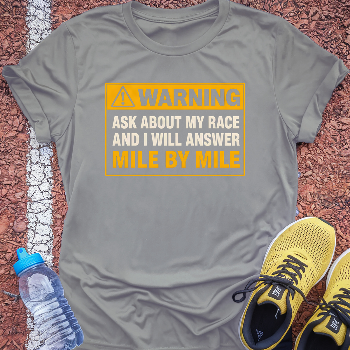 Warning Mile By Mile T-Shirt - Sport Grey