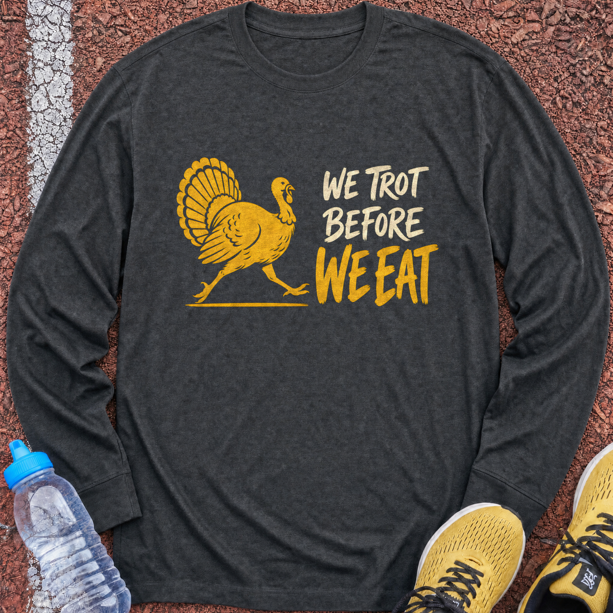 We Trot Before We Eat Long Sleeve - Dark Heather