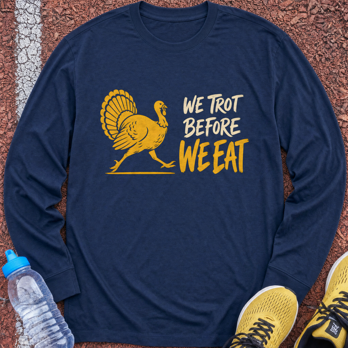 We Trot Before We Eat Long Sleeve - Navy