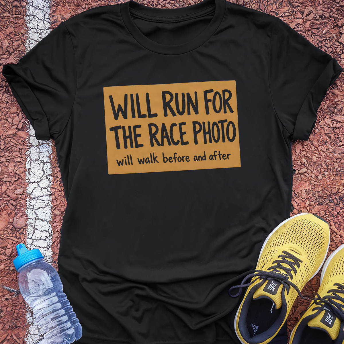 Will Run For The Race Photo T-Shirt - Black