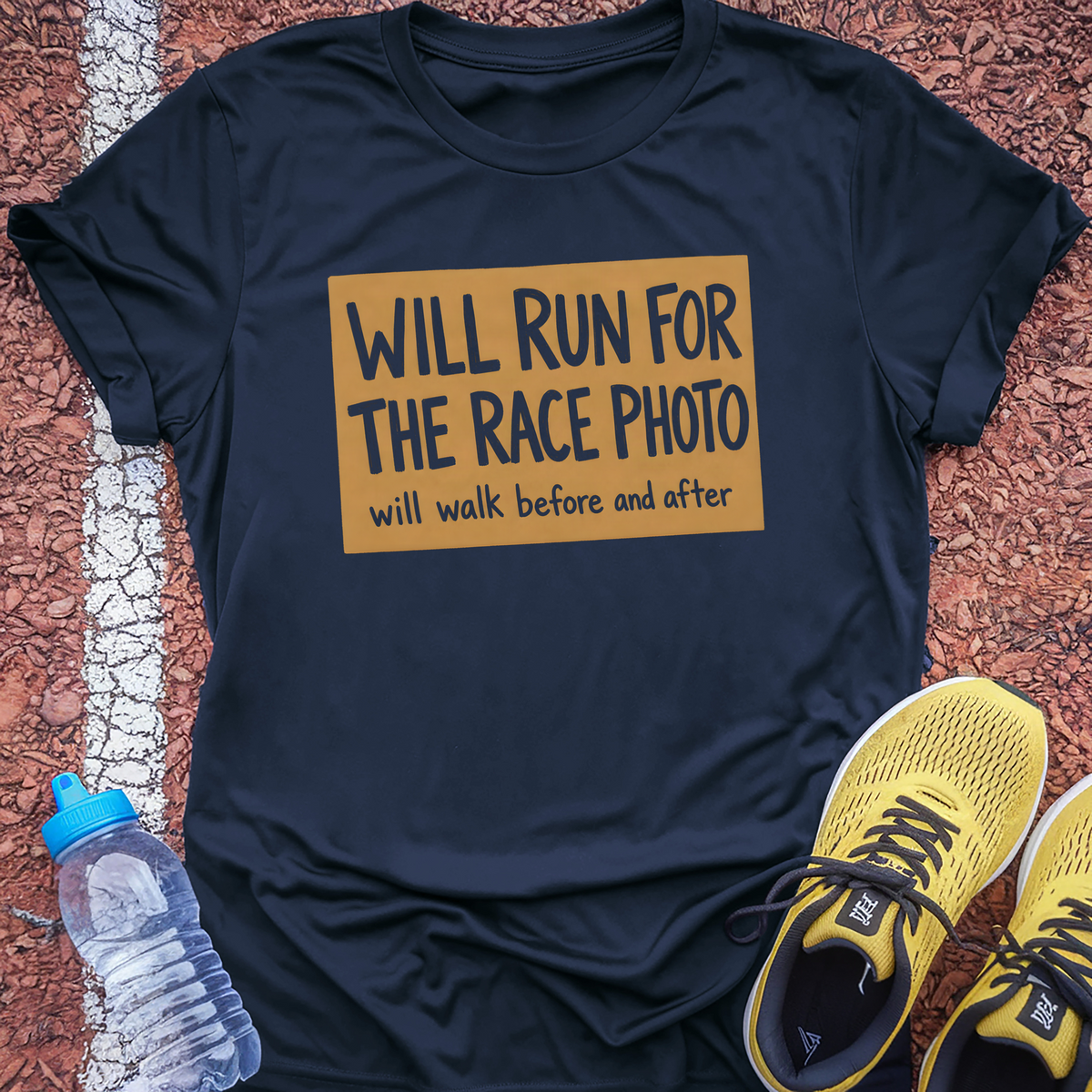 Will Run For The Race Photo T-Shirt - Navy