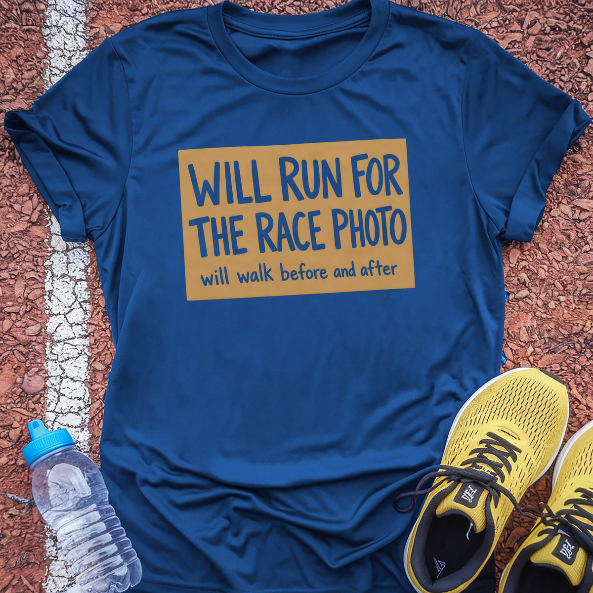 Will Run For The Race Photo T-Shirt - Royal
