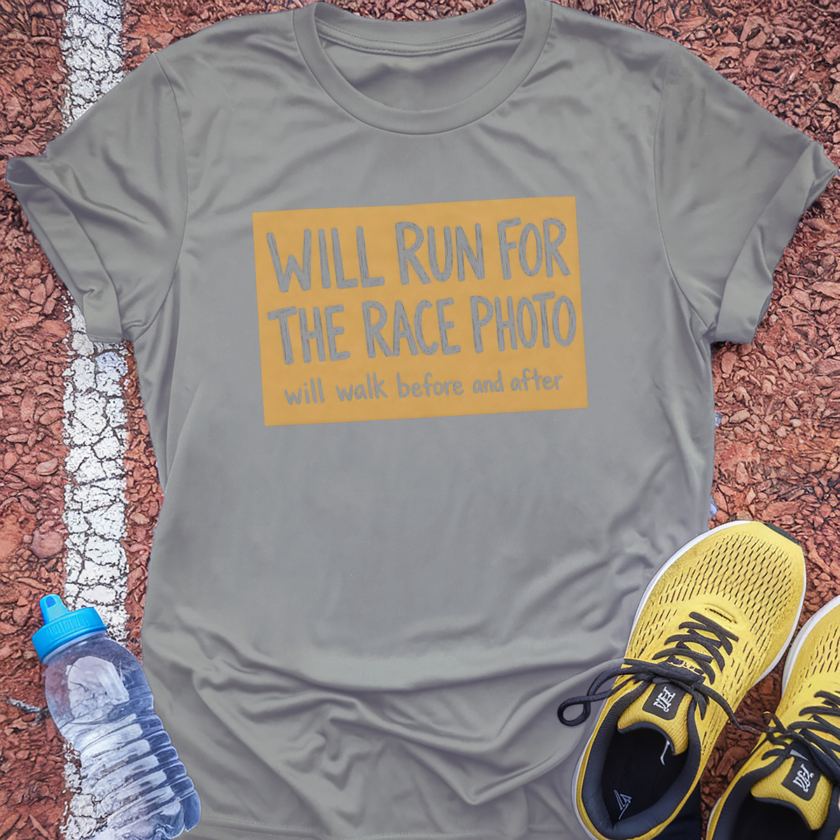 Will Run For The Race Photo T-Shirt - Sport Grey