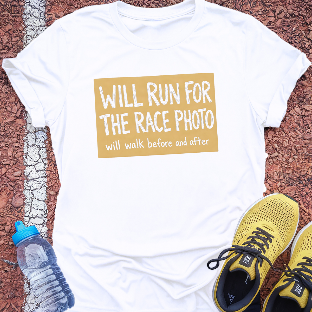 Will Run For The Race Photo T-Shirt - White