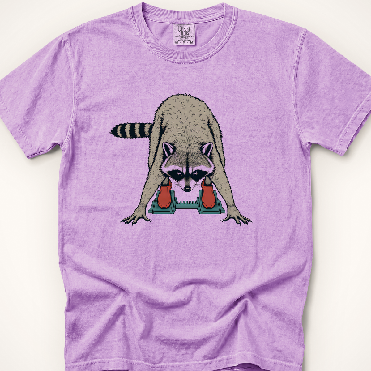 Raccoon in the Blocks T-Shirt - Orchid